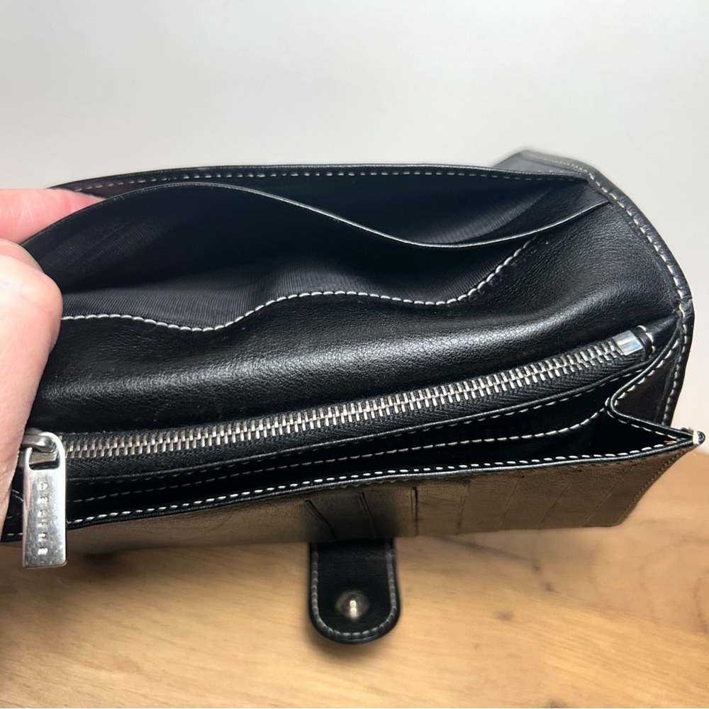 Celine Vintage Macadam Canvas Long Bi-fold Wallet in black with leather trim EUC - Picture 8 of 12